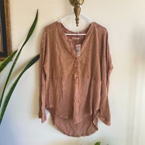 free people cozy henley long sleeve layer top